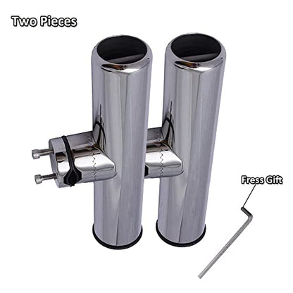 AMYSPORTS Rail Mount Rod Clamp Holders Boat Clamp Holders Rod Stainless Steel Fishing Rods Holder Adjustable Marine Side Mounted Support for Kayak Boats Fishing