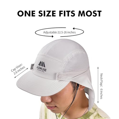 AONIJIE Sun Hat with Removable Neck Flap for Men & Women - Breathable Mesh Fishing Hat, Lightweight Hiking Sun Cap - color: Grey