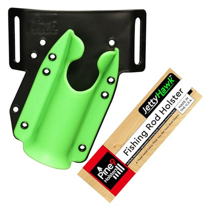 JettyHawk Fishing Rod Hip Holster, Hands-Free Quick-Draw Holder, Fits 1.5-2" Pole, for Spinning, Baitcaster, Centerpin & Surf Rods, Wading & MOLLE Belts - color: Zombie