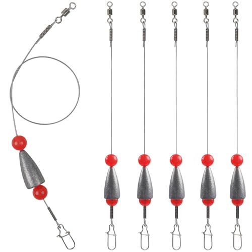 Carolina Rig Bass Fishing Ready Tied Fishing Leaders with Bullet Sinkers Weights Pre Rigged Catfish Carolina Rigs 3/8oz 1/2oz 3/4oz - style: 1/2oz-5pcs