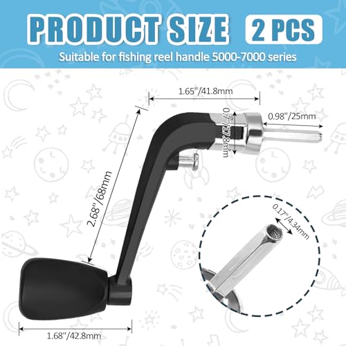 2PCS Fishing Handles Spinning Reel Knob Replacement, Rubber Handle Reel Handle Grips Fishing Reel Replacement for Fishing Reel - size: 5000-7000