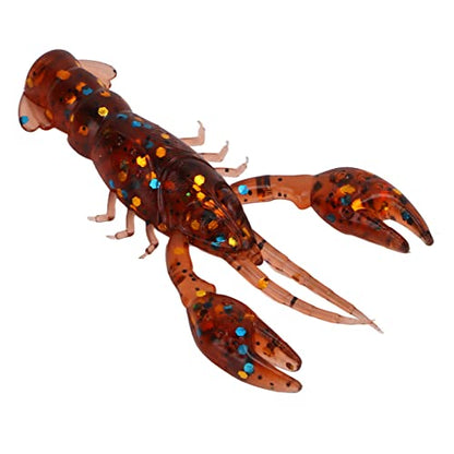 Flexible PVC Soft Fishing Lure Crawdad Baits, Set of 10 Portable Shrimp Lures, Reusable Elastic Bait for Outdoor Fishing Enthusiasts - color: Dark Brown