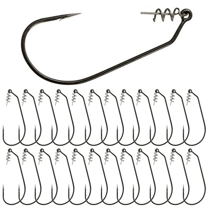 Reaction Tackle Swimbait Hooks for Bass Fishing - Soft Plastic Fishing Hooks with Centering Spring pin for Soft Plastic Swim Baits and Worm Lure Baits - size: #1/0