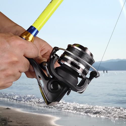 Ashconfish KF Spinning Reel, Freshwater Saltwater Spinning Fishing Reels, CNC Aluminum Spool, 5.2:1 Gear Ratio, 7+1 Ball Bearings 2 Line Cup Styles - size: 5000, style: Shallow Spool Line Cup(kfb)
