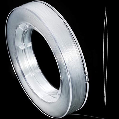 Tatuo 218 Yards/ 654ft Clear Fishing Line 0.45mm Nylon Invisible Thread String for Hanging Christmas Ornaments, Bracelet Making, Sew Hobby, Clear Beading Thread with Bead Needle - size: 0.45mm