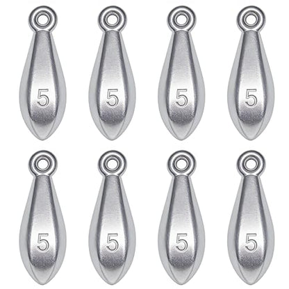 Fishing Weights Sinkers Bank Sinkers Bullet Weights for Surf Fishing Pier Bank Fishing Saltwater Fishing Gear 1oz to 8oz - size: 5 Ounce-8pcs