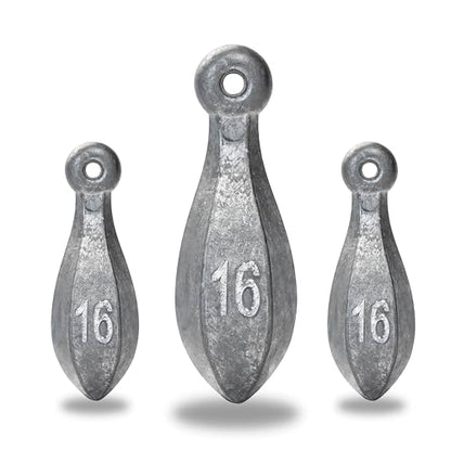 BLUEWING Bank Sinker 1LB/2LB/3LB/5LB/6LB Box Fishing Weights Saltwater Bullet Lead 1oz,2oz,3oz,5oz,8oz,10oz,12oz,16oz,32oz - style: #21 16oz, 2 Pack
