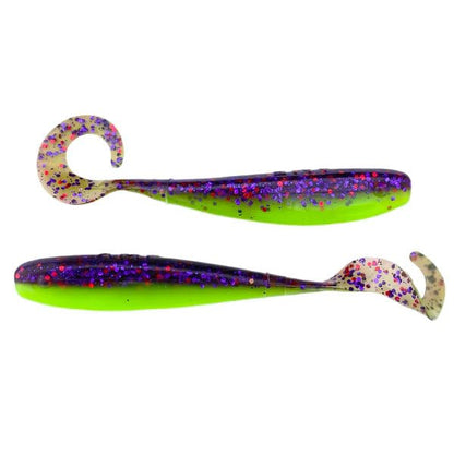A.M. Fishing Curly Tail Jerkshad 4 Inch Soft Baits Garlic Infused,– 8 Pack – Saltwater & Freshwater Fishing Lures for Bass, Redfish, Snook, and Trout - color: OG Purple Haze
