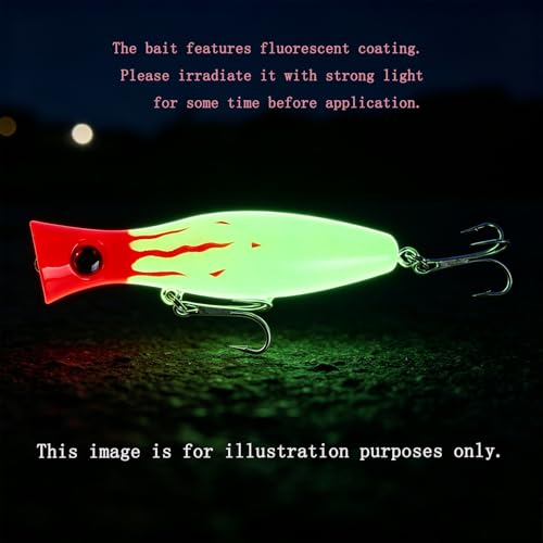 Popper Fishing Lure, JAZALIC Topwater Popper Lures 3D Eyes Fishing Accessories for Saltwater Surface Casting and Freshwater Surface Fishing, Gt Tuna Kingfish Large Predator Fish (5.11in, 1.48Oz) - color: DSE-R-Yellow-1-FBA