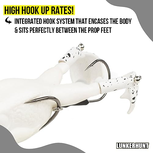 LUNKERHUNT - Frog Bait for Bass Fishing | Soft Hollow Body Weedless Frog for Bass Fishing and Trout | Weedless Realistic Bait Frog Lure, Freshwater with Sharp Hooks Lures and Double Propellers Feet - style: Pearl