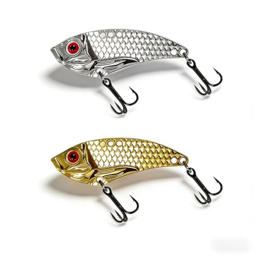 Bionic Fishing Lure 2-Pack Lifelike 3D Eye & Iridescent Finish Adjustable Multi-Swim Mode with All-Layer Vibration Effective for Bass/Pike in Fresh/Saltwater Ultra-Strong 3-Treble Hooks