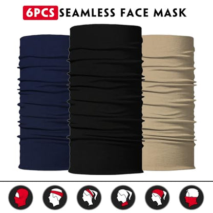 Neck Gaiter for Men Women Headwear Bandana Head Wrap Face Scarf Mask Cover Warmer Balaclava-Seamless & Versatile - color: A-classic Solid 1