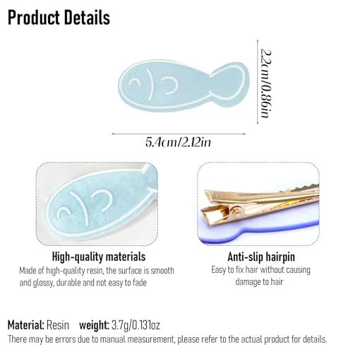 6 Pcs Cartoon Fish Hair Clips Fantasy Fish Styling Hair Accessories Blue Pearlescent Barrettes Metal Duckbill Hairpins Non Slip Headwear for Women Hairstyle Clips - color: Style 8