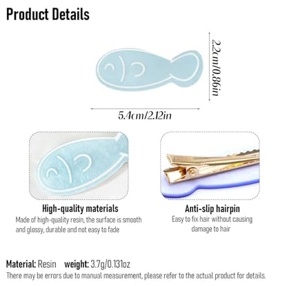 6 Pcs Cartoon Fish Hair Clips Fantasy Fish Styling Hair Accessories Blue Pearlescent Barrettes Metal Duckbill Hairpins Non Slip Headwear for Women Hairstyle Clips - color: Style 8