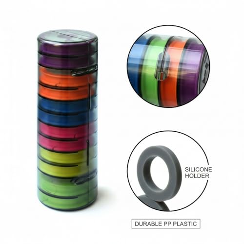Fishing Line Spool Organizer Box, Durable PP Plastic Storage Case with Silicone Holders for Braid, Mono, and Fluoro Spools - size: 7.09 x 2.44 x 2.24 in