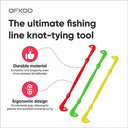Loop Tyer - Hook Loop Tyer for Fishing - Plastic Fishing Line Knot Tying Tool, 2 Pcs Red & 2 Pcs Green & 2 Pcs Yellow
