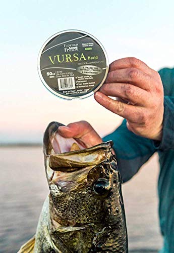 Fitzgerald Vursa Braided Green Professional Graded Power Fishing Line 150/300/1500 Yd, Smooth 8 Strands, Extremely Thin, Heavy Duty, Superior Knot Strength, Longer Casting, Fade Resistant, 10-80 Lb - size: 1500yd