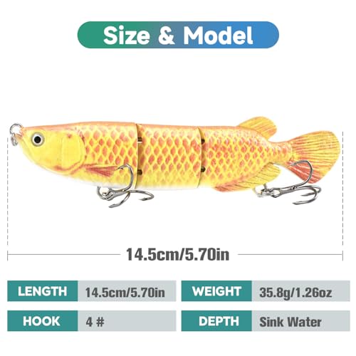 HADORAM Lure Slow Sinking Glide Bait with Fur Tail Lifelike Fishing Tackle for Trout Shad Bass Musky - color: 5.4in-3Pcs-Arowana
