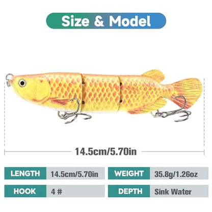 HADORAM Lure Slow Sinking Glide Bait with Fur Tail Lifelike Fishing Tackle for Trout Shad Bass Musky - color: 5.4in-3Pcs-Arowana