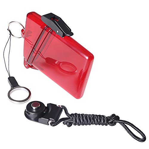 Sport Waterproof ID Card Badge Holder Case with Lanyard Cover Multiple Credit Cards, Registration, ins Card Heavy Duty Durable Locker,Dry Box (Red) - color: Red