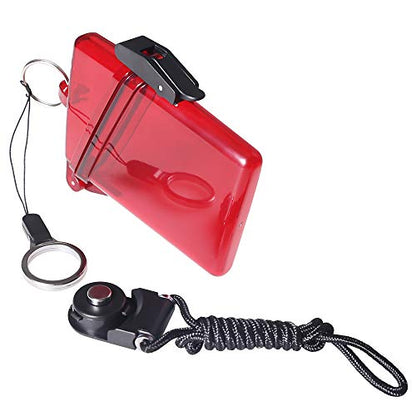Sport Waterproof ID Card Badge Holder Case with Lanyard Cover Multiple Credit Cards, Registration, ins Card Heavy Duty Durable Locker,Dry Box (Red) - color: Red