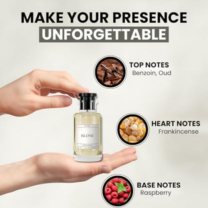 Klone Nomad Magic Eau de Parfum Scents (50ml) - Long Lasting Cologne for Men Inspired by Ombre Nomade - Skin Friendly Perfume for Men with Notes of Oud, Raspberry & Frankincense - Paraben Free