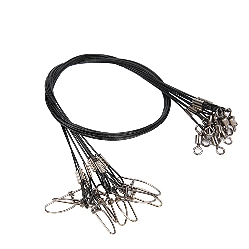 RiToEasysports Fishing Wire Line Leash, Anti Bite Steel Fishing Leader with Rolling, for Sea Boat Deep Sea - color: Black