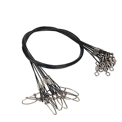 RiToEasysports Fishing Wire Line Leash, Anti Bite Steel Fishing Leader with Rolling, for Sea Boat Deep Sea - color: Black