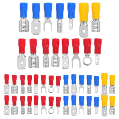 280pcs Spade Wire Crimp Terminal Kit Assorted Electrical Connectors for Professional Home Use, Easy to Install, Dependable Connections, Iron and Plastic Material, for Wiring
