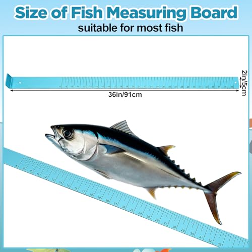 Zonon Fish Measuring Board 36" Long x 2" Wide x 1/8" Thick Anodized Aluminum Fish Ruler Aqua Blue Corrosion Resistant Boat Measuring Tool for Fishing Competition Fresh and Salt Water