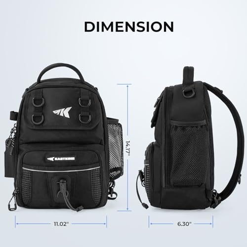 KastKing BaitSpace Fishing Sling Bag, Fishing Backpack with Rod & Beverage Holder, Tackle Bag for Fishing Gear - color: D: Black, size: Standard