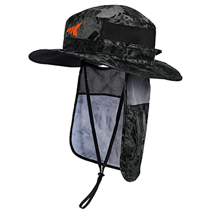 KastKing Sol Armis UPF 50 Boonie Hat - Sun Protection Hat, Fishing Hat, Beach & Hiking Hat, Paddling - color: T: Blackout, size: With Neck Shield
