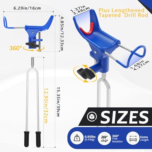 DZrudun Fishing Rod Holder for Ground, Fishing Pole Holders for Ground 2/4PCS, Rod Holders for Bank Fishing with Long Drill Stake Rod Stand for Shore, Beach, Mud, Catfish, Gift for Men,360° Adjustable - style: 1 Pack Blue Fishing Rods Holder