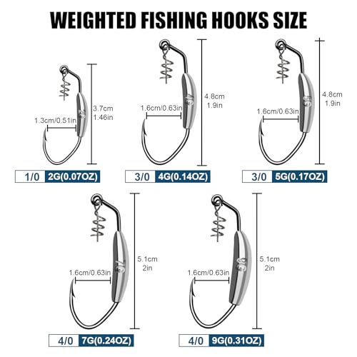 Twistlock Fishing Hooks, Swimbait Hooks Belly Offset Hooks Weighted Hook 1/0 3/0 4/0 for Soft Plastics Lures Fishing Saltwater Freshwater - color: Spring Weighted Hooks 2g - 30pcs