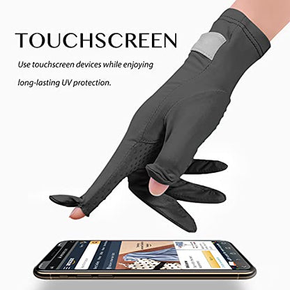 SayWow Driving Gloves Women for Sun UV Protection UPF 50+ Touchscreen Full Finger - color: Black
