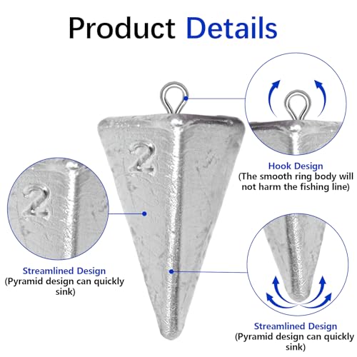 Pyramid Fishing Weights Sinkers Kits Triangle Ocean Saltwater Surf Fishing Gear Tackle Bullet Fishing Weights Sinker 2oz 3oz 4oz - color: 2oz-10pcs