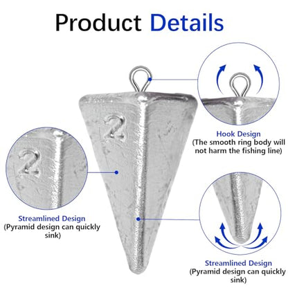 Pyramid Fishing Weights Sinkers Kits Triangle Ocean Saltwater Surf Fishing Gear Tackle Bullet Fishing Weights Sinker 2oz 3oz 4oz - color: 2oz-10pcs