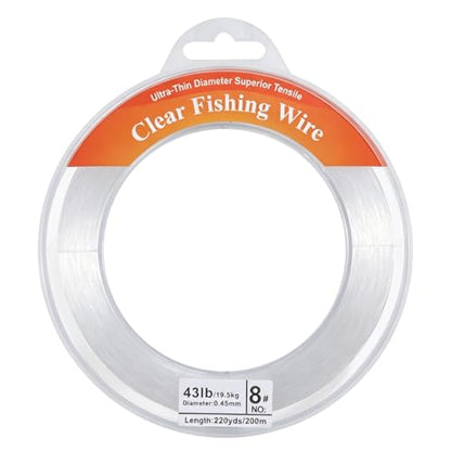 Clear Fishing Line 656FT, Invisible Monofilament Fishing Line Wire, Strong Nylon Fishing Wire for Fishing & Crafts, Clear Hanging String for Balloon Garland, Decorations, DIY Projects