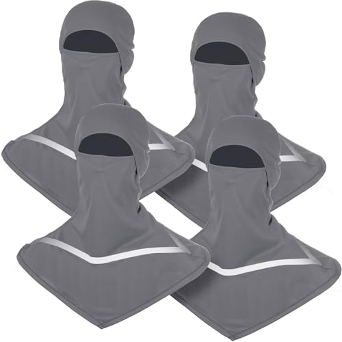 Seematn 4 Pcs Summer Balaclava Men Women Sun Face Mask for UV Protection Neck Covers with Reflective Strip Construction Work - color: Gray