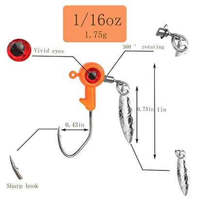 1/8 oz Jig Heads Freshwater Fishing Lures Jig Head with Eye Ball 25PCS Painted Hooks Fishing Jigs for Bass/Crappie - color: 1/16oz crappie jigs