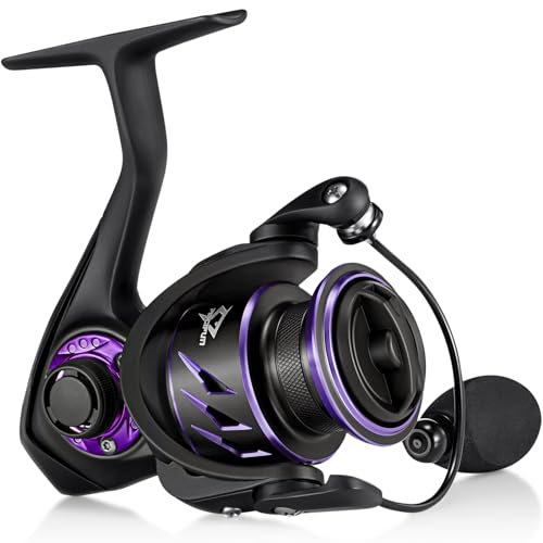 Piscifun Viper X Spinning Reels, Carbon Fiber 33LBs Max Drag, 10+1 Shielded BB, Saltwater Freshwater Spinning Fishing Reel, 5.2:1/6.2:1 - color: Purple, size: 1000