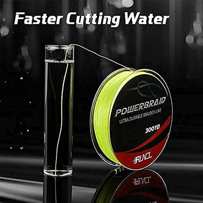 RUNCL PowerBraid Fishing Line 4/8/9 Strands, Braided Fishing Line 300/500/1000Yds - Seamless Weaving Tech, Enhanced Coating Tech, Zero Stretch, High Sensitivity, Smaller Diameter - Braid Line 15-115LB - color: Hi-Vis Yellow, size: 15LB-1000yds(4 Strands)