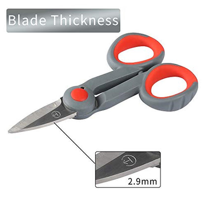 BXIO Fishing Scissors with Fishing Lanyard and Nylon Sheath, Braided Line Tools, Heavy Duty Anti-Slip Fiber Cable Cutter, Stainless Steel Fishing Pliers Scissors with Grinding Hook Tool - color: Grey Red