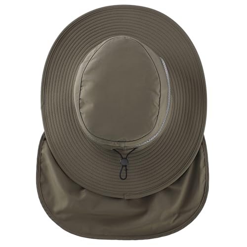 Connectyle UPF 50+ Wide Brim Sun Hat for Men Women UV Protection Fishing Hat with Neck Flap Outdoor Safari Bucket Hiking Hats - color: Army Green