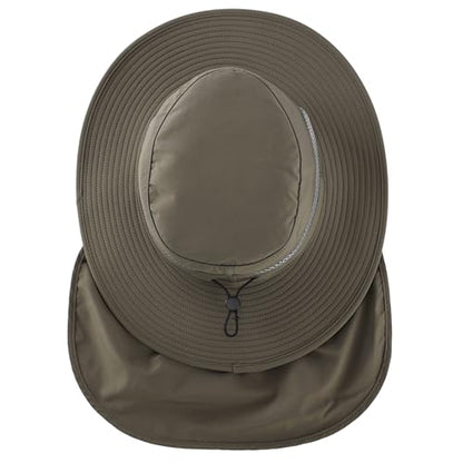 Connectyle UPF 50+ Wide Brim Sun Hat for Men Women UV Protection Fishing Hat with Neck Flap Outdoor Safari Bucket Hiking Hats - color: Army Green