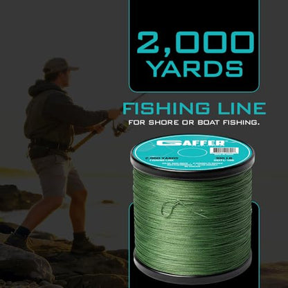 Gaffer Sportfishing Braided Fishing Line – Green – 8-Strand UHMWPE Braid, Ultra-Strong Zero-Stretch, Smooth Coated – Abrasion-Resistant for Saltwater & Freshwater – High Knot Strength - size: 2000Yards - 100lb