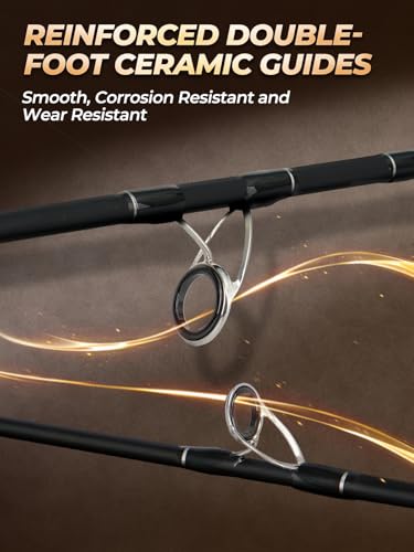 Jenseits 7FT Fishing Rod, 24T Carbon Fiber Telescopic & 4-Piece Travel Rod, Spin and Cast Options, Stainless Steel Guides with Ceramic Inserts, for Bass, Trout, Catfish, Freshwater & Inshore Fishing - size: Spin-6ft-Medium-Fast