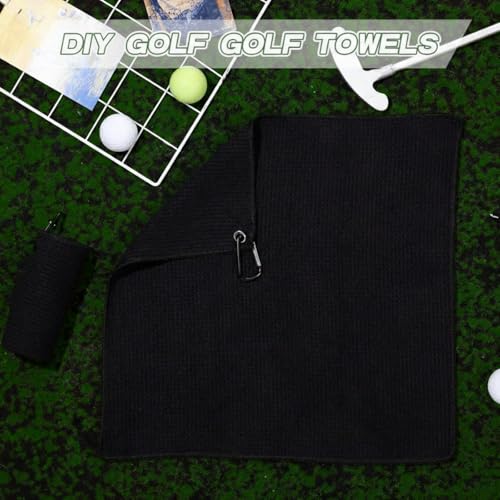 Batiyeer 12 Pcs Golf Towel Bulk for Golf Bags Microfiber Fabric Towel with Clip Waffle Pattern, Fitness, Camping, Hiking, Yoga - color: Black