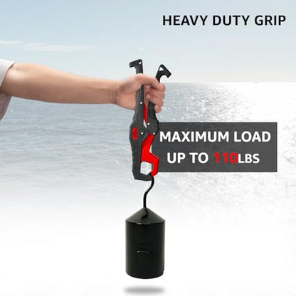 Fish Lip Grabber Fish Lip Gripper 9" Fishing Tool Mouth Spreader Grip Hook Remover Gripper Hook Remover Fishing Gear Comes with Lanyard - color: Red