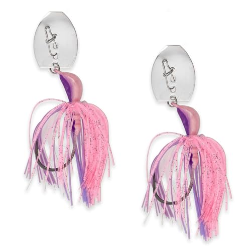 Sidewinder Bladed Jigs for Bass Fishing 1/2 Oz and 3/8 Oz | 2 and 5 - Pack | Fishing lures with 5/0 bladed jig head, vibrating shaker blade, low-column action, lifelike baitfish profile & skirt colors - size: 1/2 oz Pinkalicious ( Pack of 2)